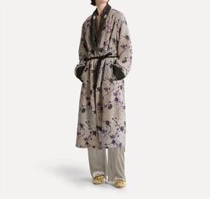 NEW FORTE FORTE cherry blossom jacquard trench coat in lapislazzuli